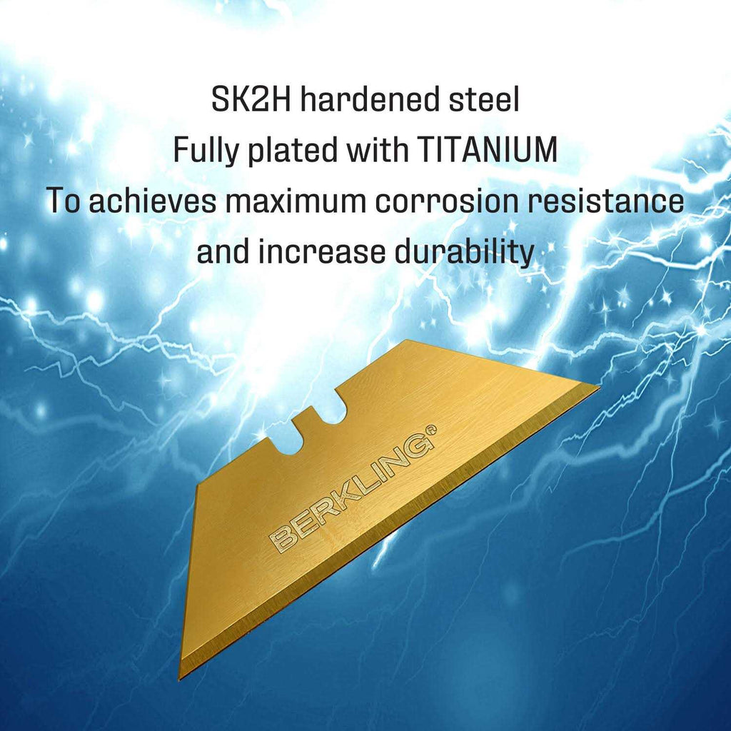 Berkling Titanium Plated SK2H Utility Knife Blades 50-Pack with Dispenser B674104