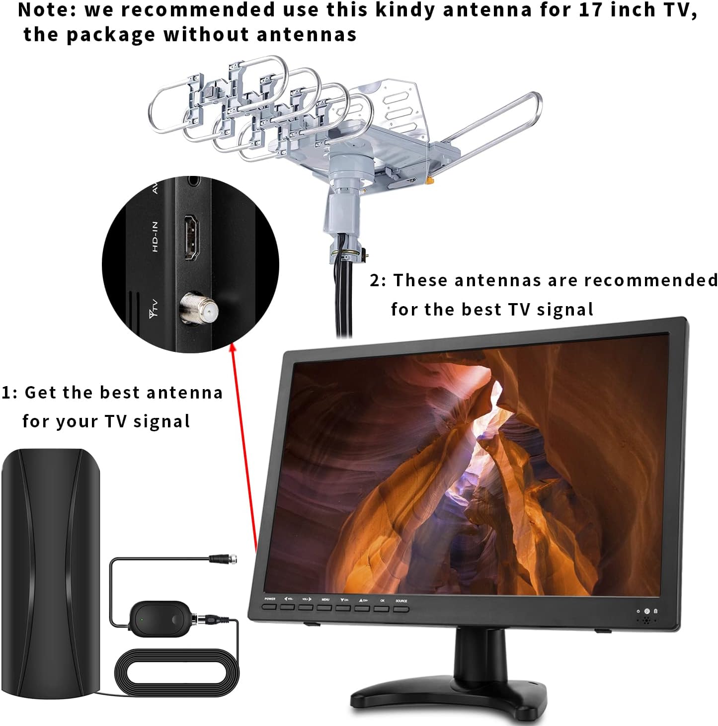 17 inch Widescreen LED Portable TV with ATSC Tuner, HDMI, USB V7802