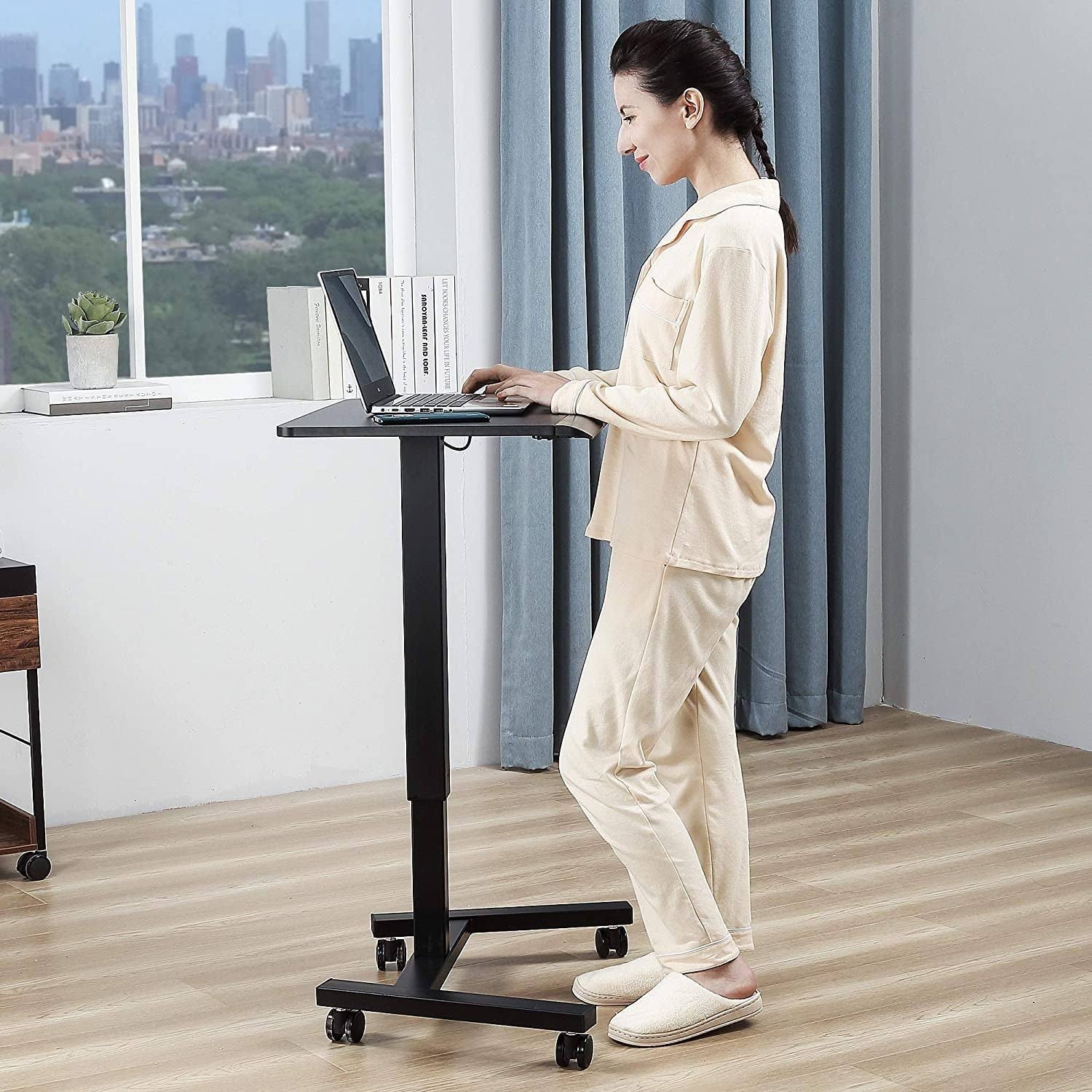Adjustable Height Mobile Laptop Desk Cart, Black U692