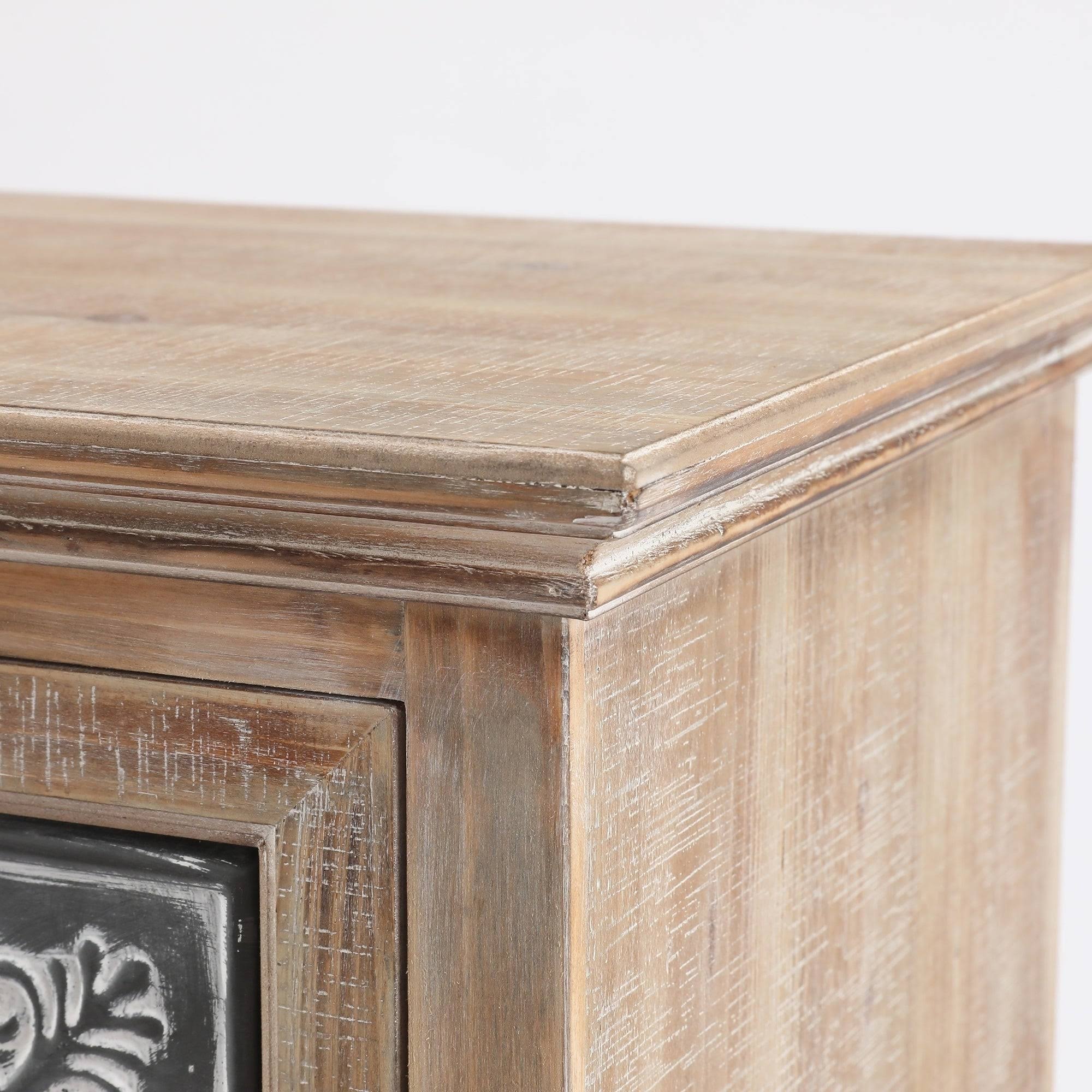 LuxenHome Metal and Wood Tall Tower Cabinet H3673