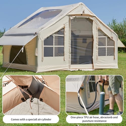 Inflatable Tent with Pump for 4-6 Person Camping, Waterproof Instant Setup E80331