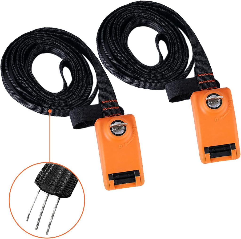 Kingdely 15ft Lockable Tie Down Strap with Stainless Steel Cables, 2 Pack (Orange) X5567