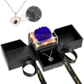 Preserved Red Rose with Necklace and Light for Mom Q61995