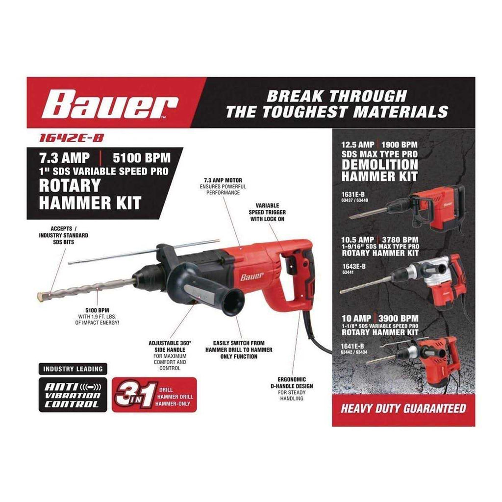 Bauer 7.3 Amp SDS-Plus Variable-Speed Rotary Hammer Z4697