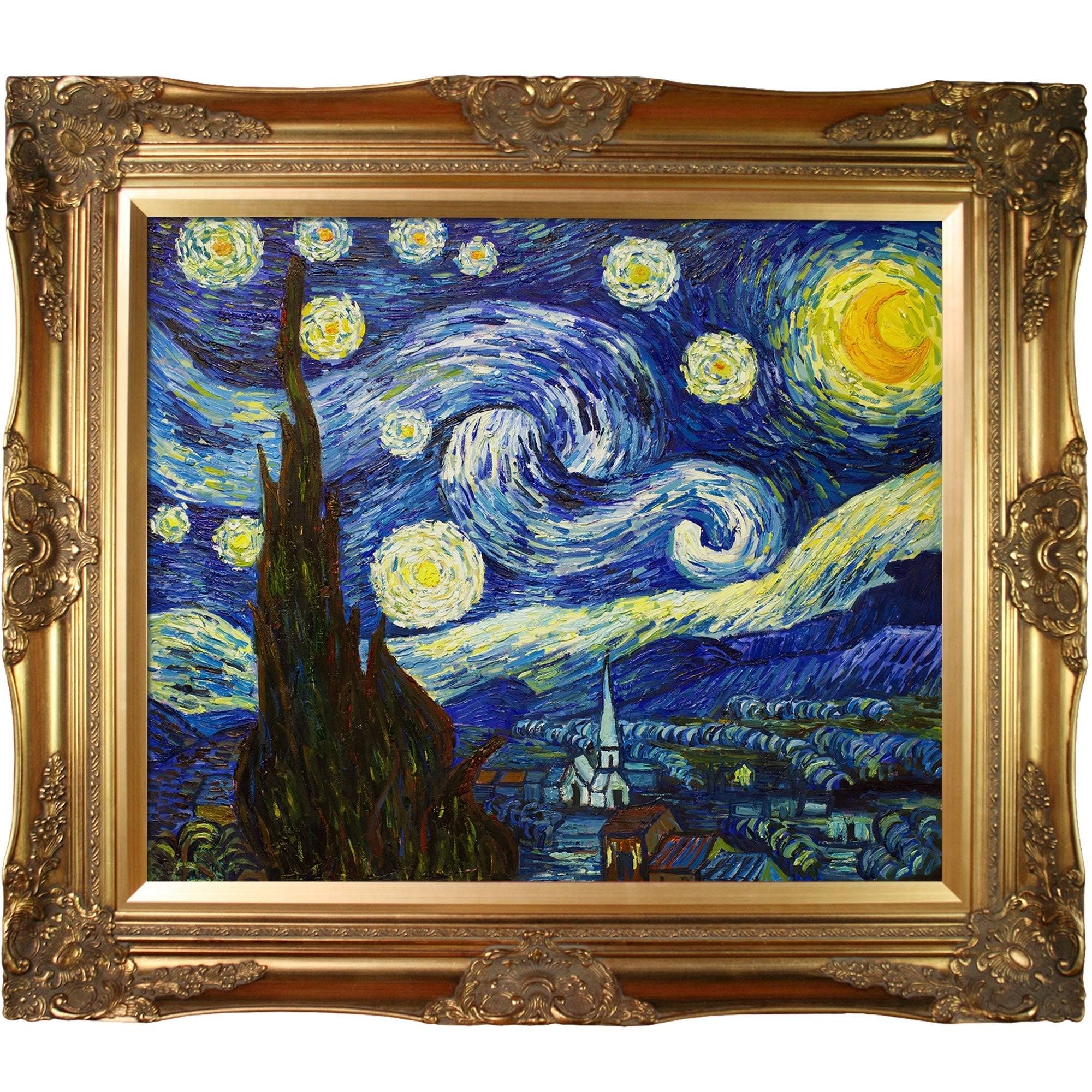 Van Gogh Paintings: Starry Night Pre-Framed - Hand Painted Canvas Art