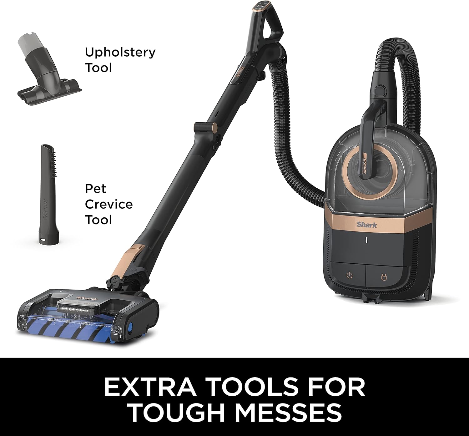 Shark CZ2001 Vertex Bagless Corded Canister Vacuum with Self-Cleaning Brushroll, Black/Copper K35848