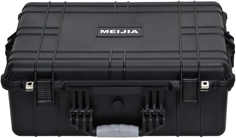 MEIJIA Portable Waterproof Hard Camera Case with Customizable Foam Insert, Black C57797