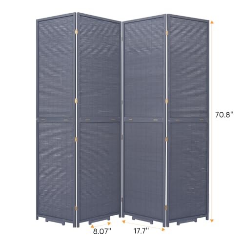 Bamboo Room Divider Folding Privacy Screen 4 Panel Brown R433280