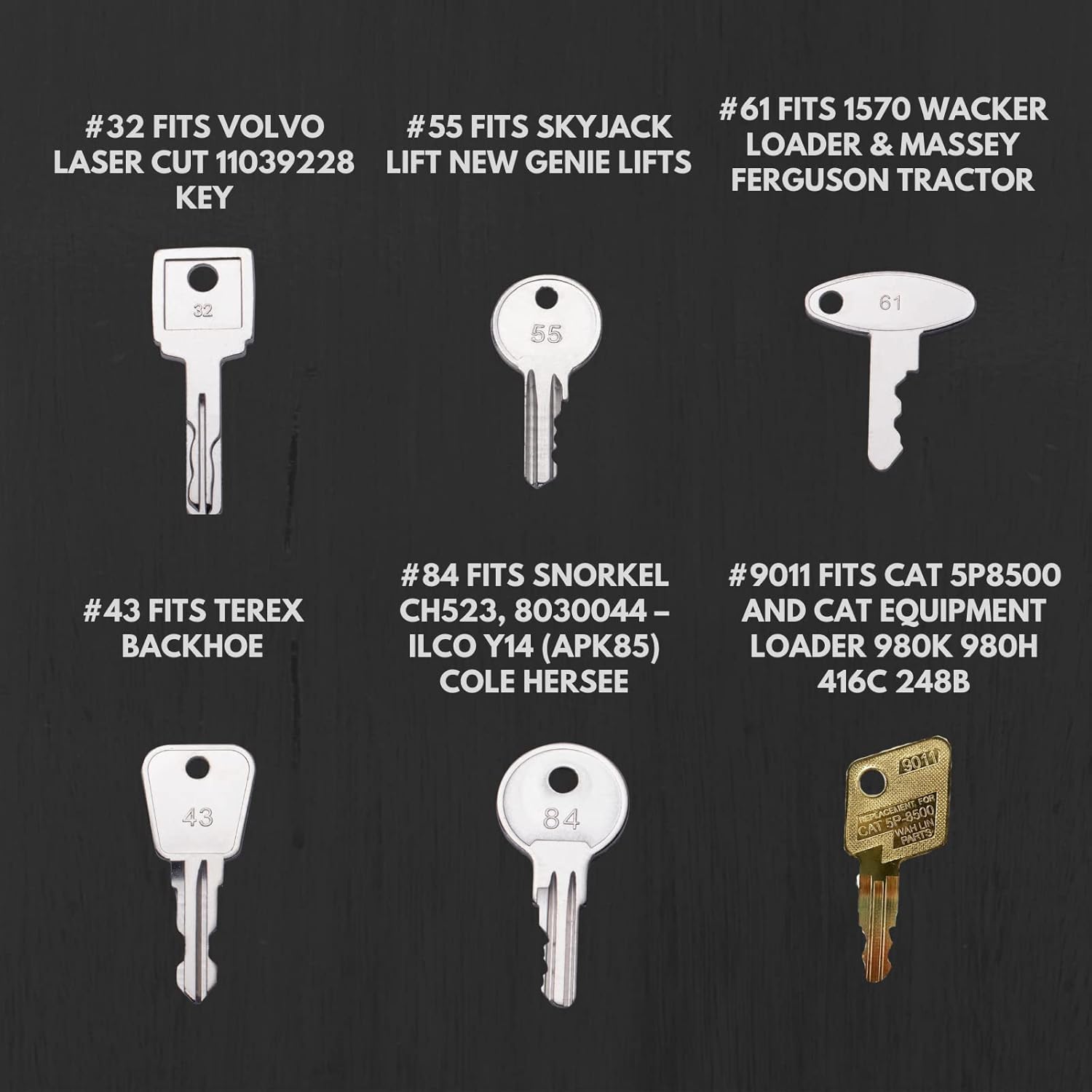 WAH LIN PARTS 22 Premium Heavy Equipment Key Sets for Caterpillar, Komatsu, Kubota H835