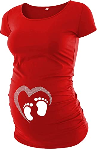 Pack of 3 Maternity Shirts for Women Cute Funny Graphic Ruched Sides Tops J532