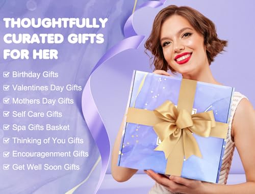 Relaxing Spa Gifts Care Package with Luxury Flannel Blanket and Light-Up Rose V553