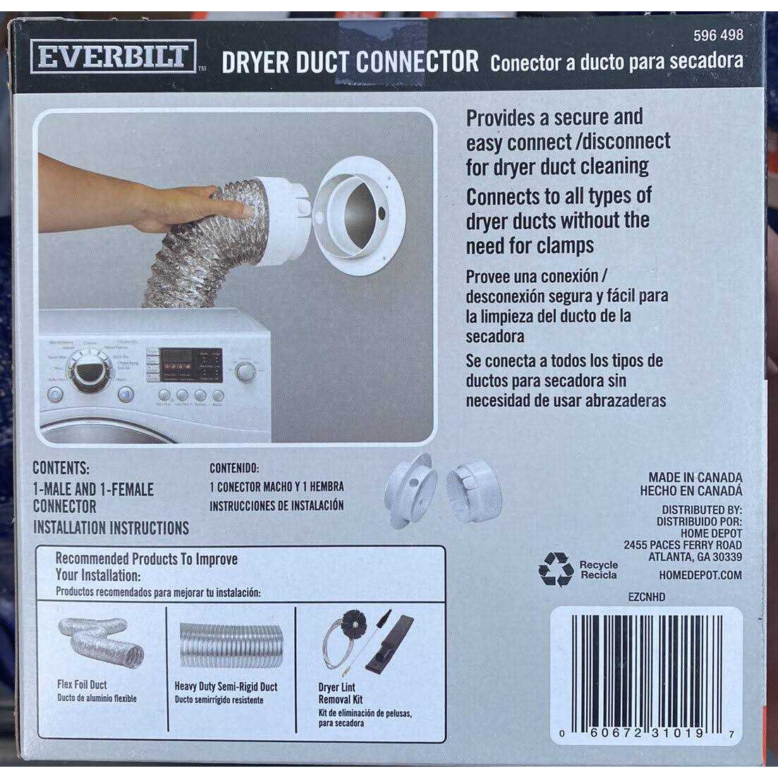 Everbilt 4 in Dryer Duct Connector to Wall K949665