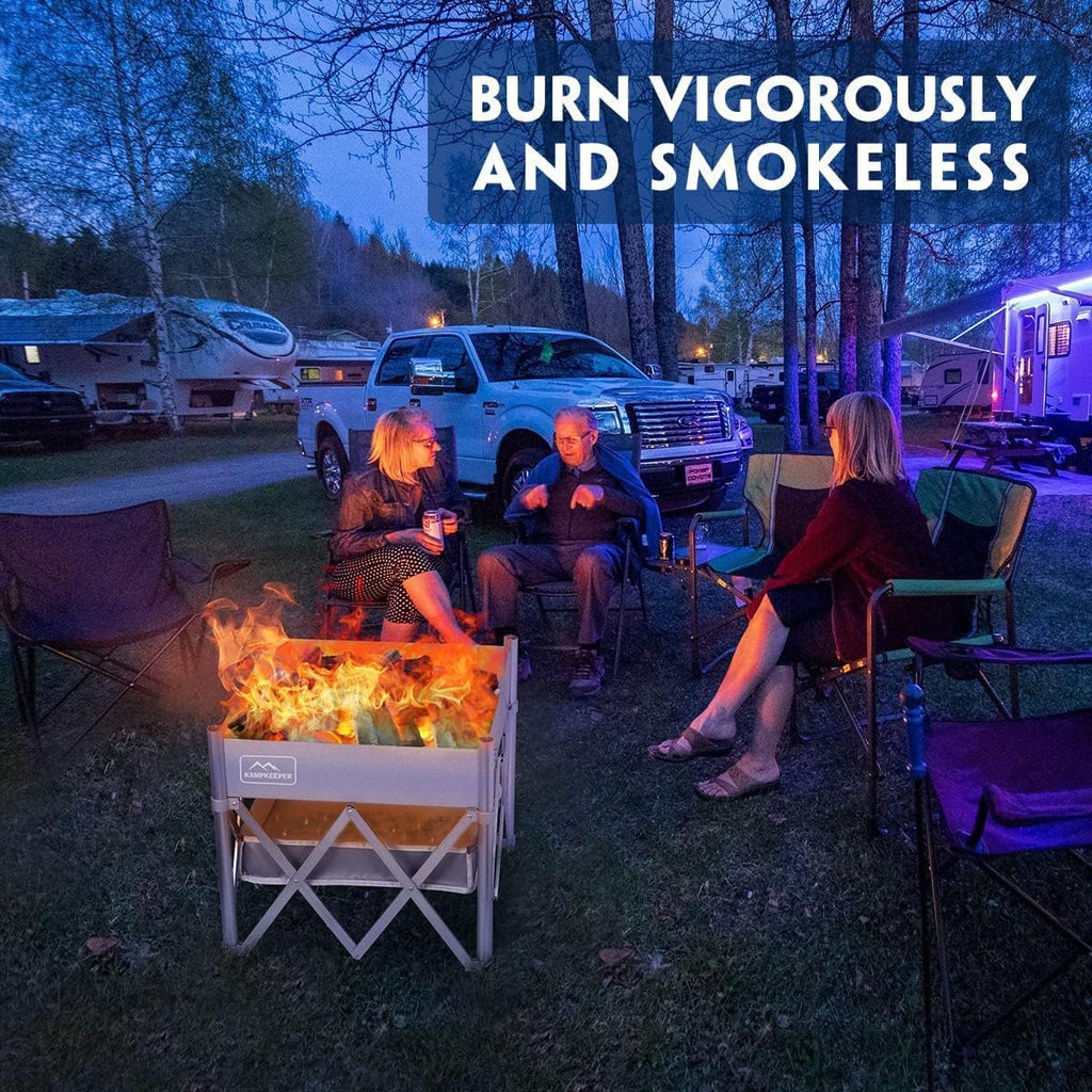 KAMPKEEPER Fire Pit 18 Inch Portable Outdoor Wood Burning with Heat Shield V761765