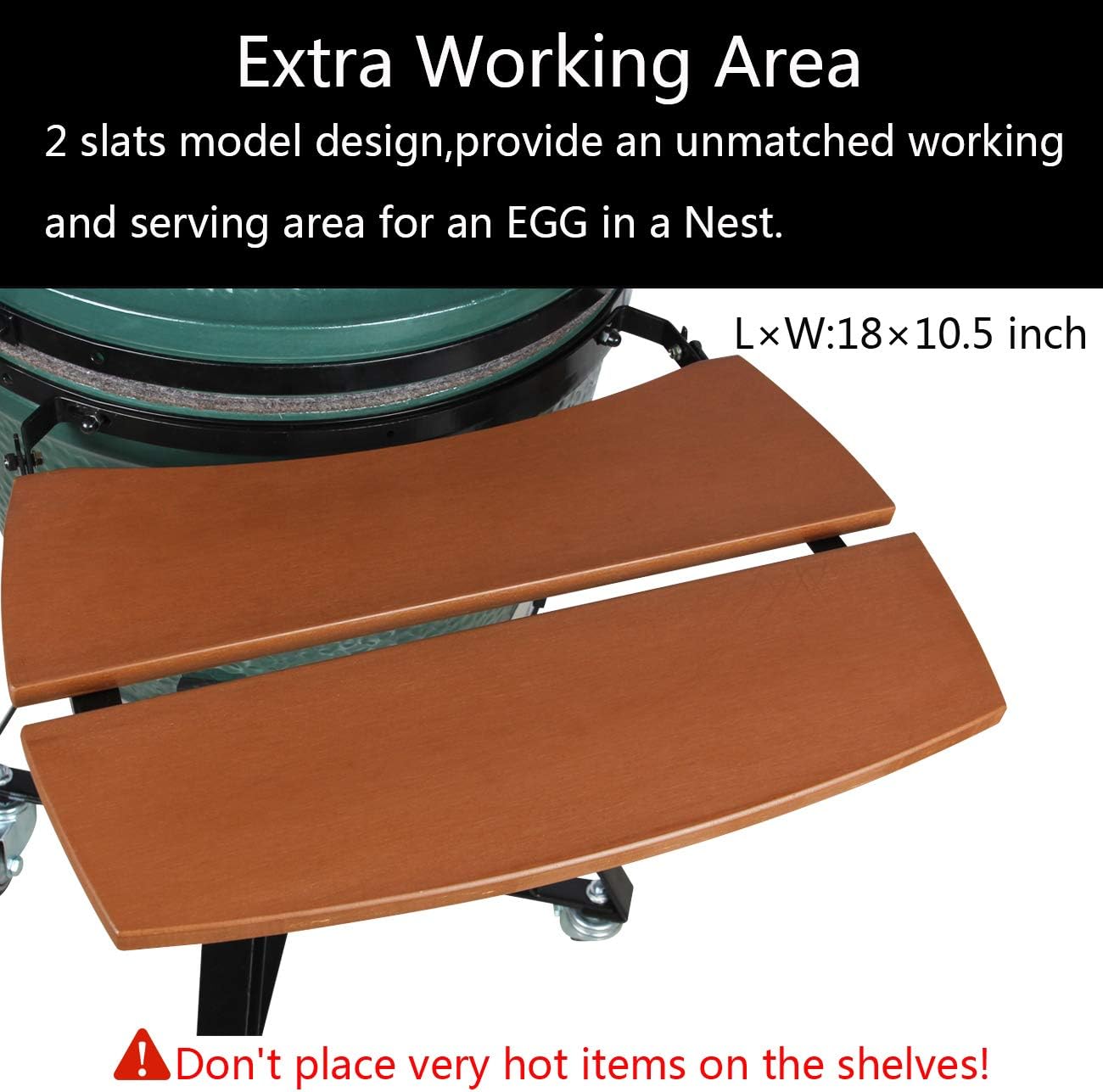 Dracarys Grill Side HDPE Shelves for Big Green Egg, 3 Slats H18141
