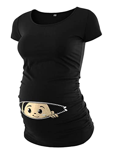 Pack of 3 Maternity Shirts for Women Cute Funny Graphic Ruched Sides Tops J532