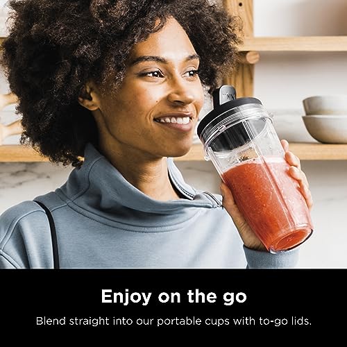 Ninja BN401 Nutri Pro Compact Personal Blender, 1100-Peak-Watts, with 2 To-Go Cups, Cloud Silver I18264