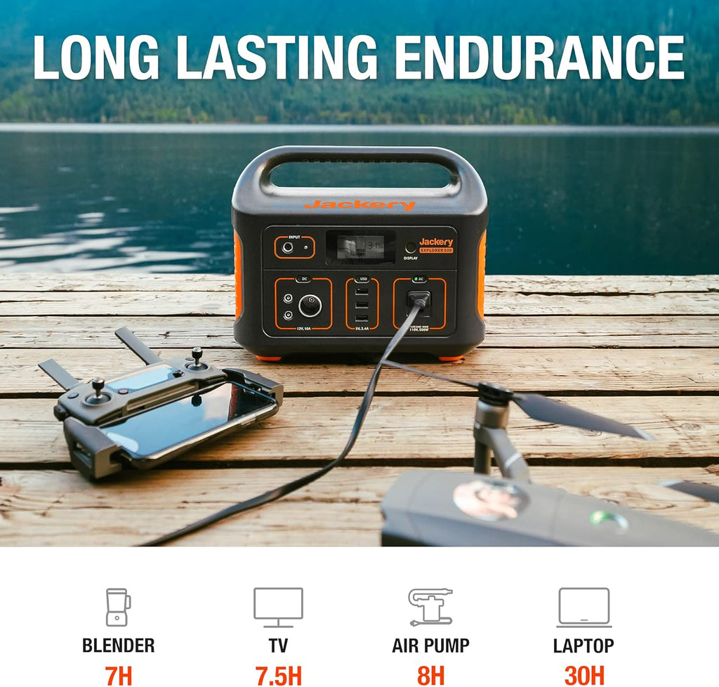 Jackery Solar Generator 500, 518Wh Portable Power Station with Solar Saga 100 D44362