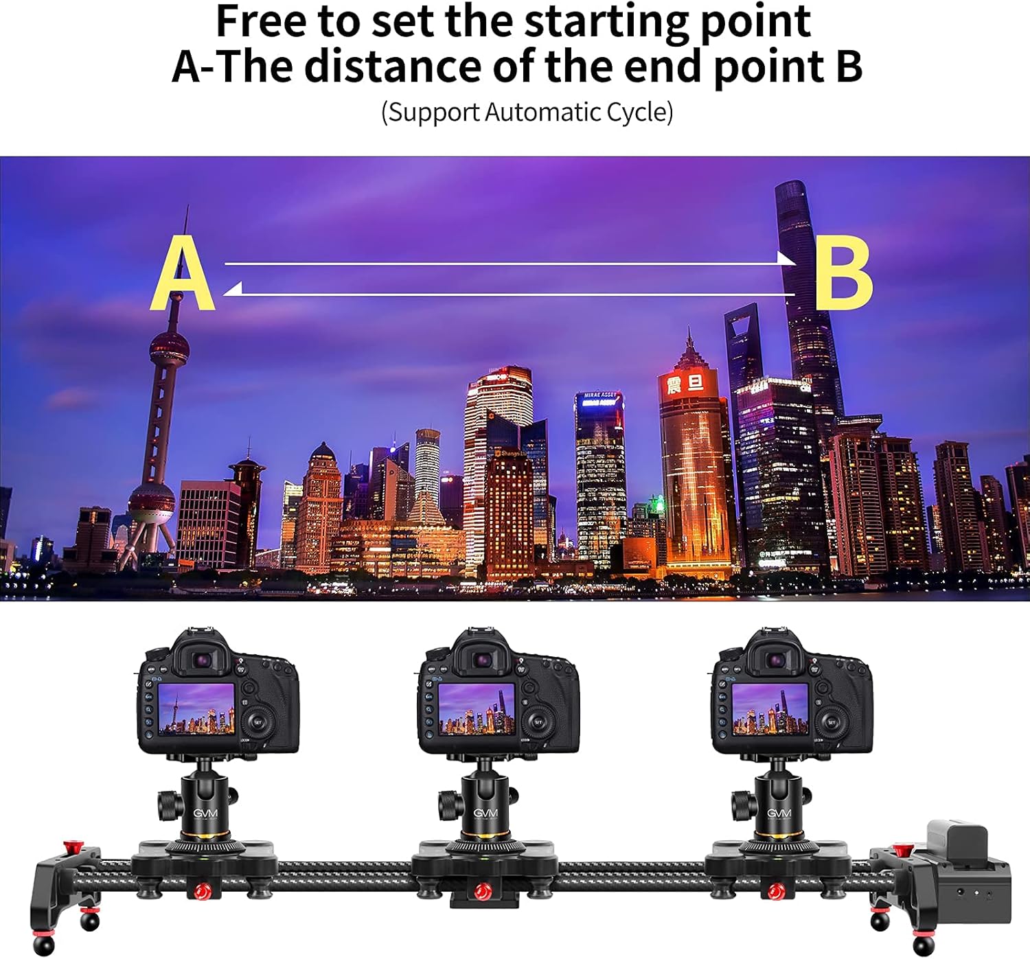 GVM Motorized Camera Slider 31" Carbon Fiber with APP Control H4446