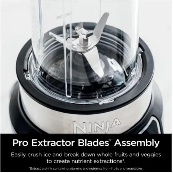 Ninja BN401 Nutri Pro Compact Personal Blender, 1100-Peak-Watts, with 2 To-Go Cups, Cloud Silver I18264