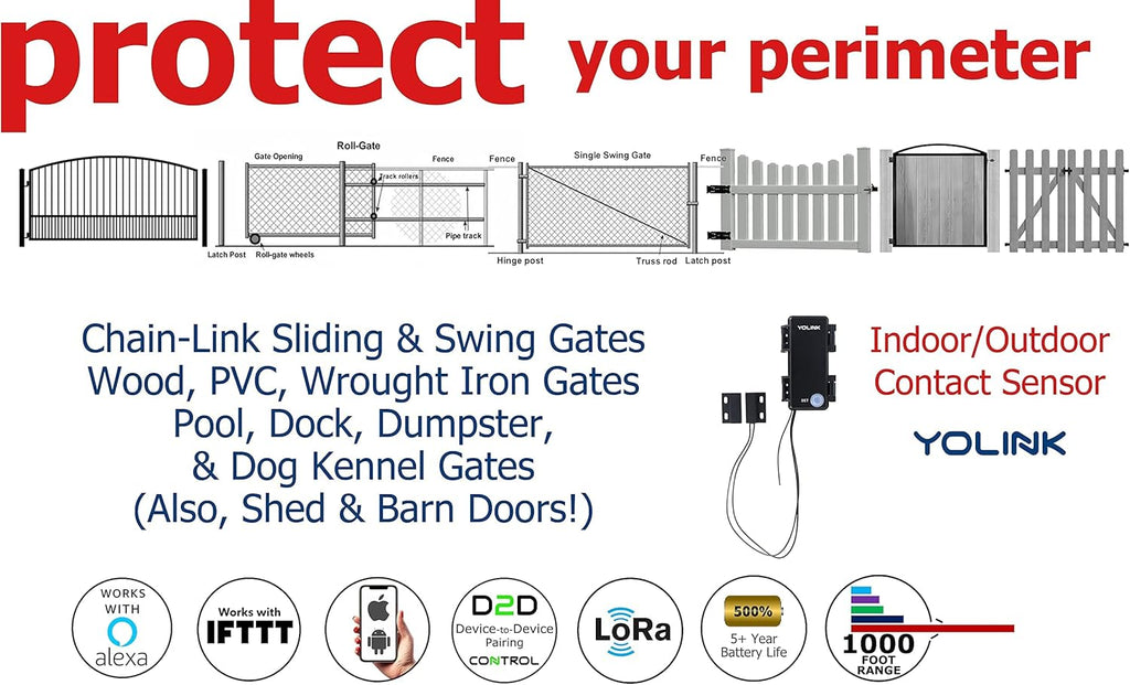 YoLink Outdoor Contact Sensor, LoRa Smart Door Sensor, Alexa, IP63 Waterproof G2898