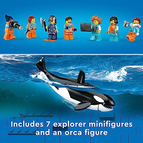 LEGO City Arctic Explorer Ship 60368 Building Toy Set with Floatable Boat and 7 Minifigures W3791