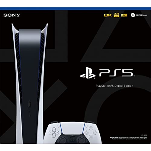 Sony PS5 PlayStation 5 Digital Edition Console + Wireless Controller, White G187385