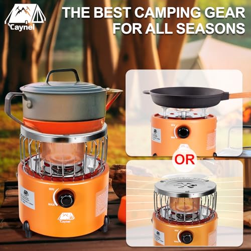 Caynel 2 in 1 Portable Propane Heater and Stove for Outdoor Camping, Orange Z83517