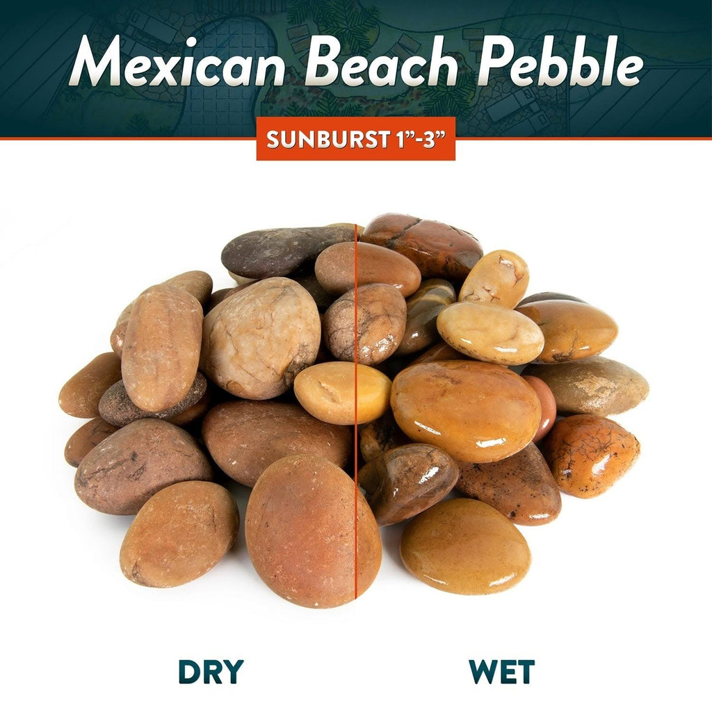 Mexican Beach Pebbles 40 lbs Smooth Round Stones for Gardens, Landscape, Ponds, and Décor A11864