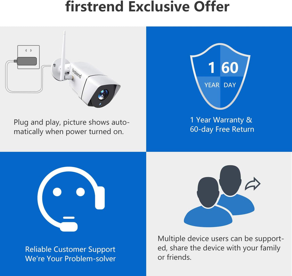 Firstrend 8CH Wireless NVR System with 4pcs 1080P IP Cameras and 2TB Hard Drive B13858