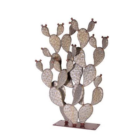 Desert Steel Prickly Pear Cactus Garden Art, Silver