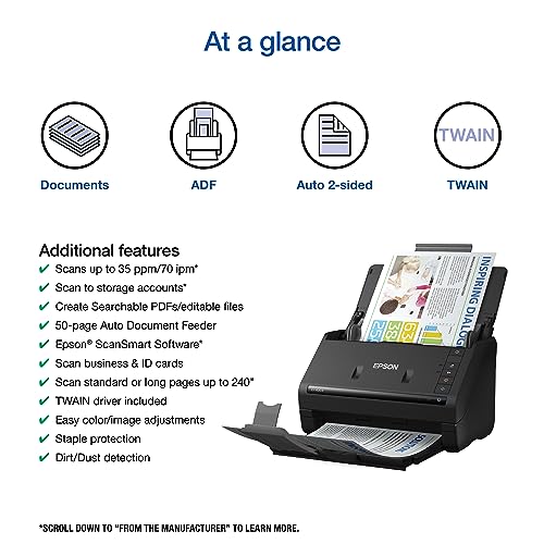 Epson Workforce ES-400 II Color Duplex Desktop Document Scanner for PC and Mac L92747