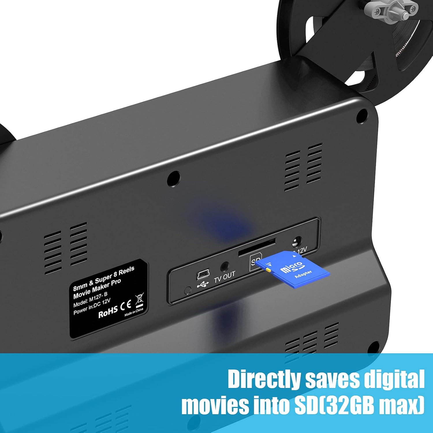 8mm & Super 8 Reels to Digital Film Scanner Converter with 2.4 LCD J422
