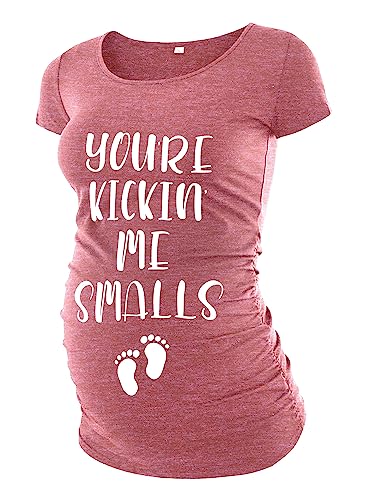 Pack of 3 Maternity Shirts for Women Cute Funny Graphic Ruched Sides Tops J532