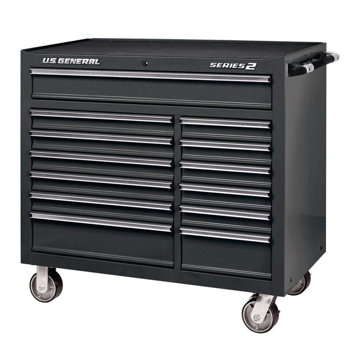 U.S. General 44 in. x 22 in. Double Bank Roller Cabinet, Black 64443