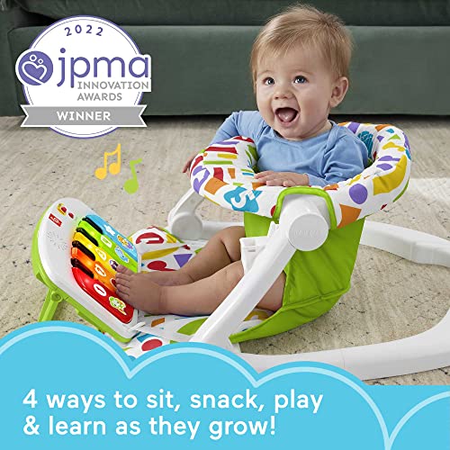 Fisher-Price Portable Baby Chair, Pink Kick & Play Deluxe Sit-Me-Up Seat with Piano Toy & Snack Tray O7962