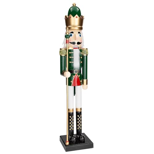 Fun Express 3 Ft. Green Wooden Holiday Nutcracker with Scepter L162