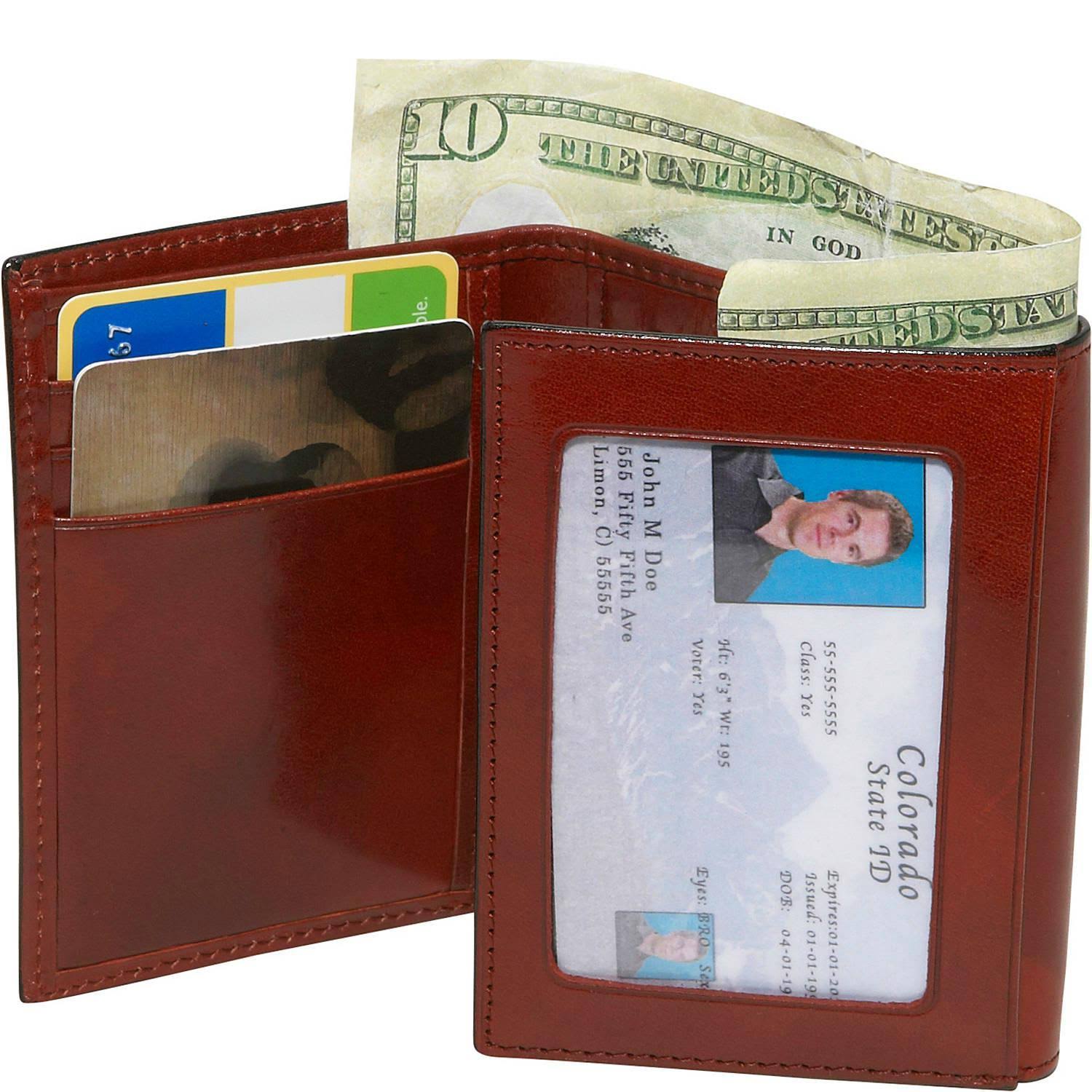 Bosca Old Leather Double ID Trifold Wallet Dark Brown G3015