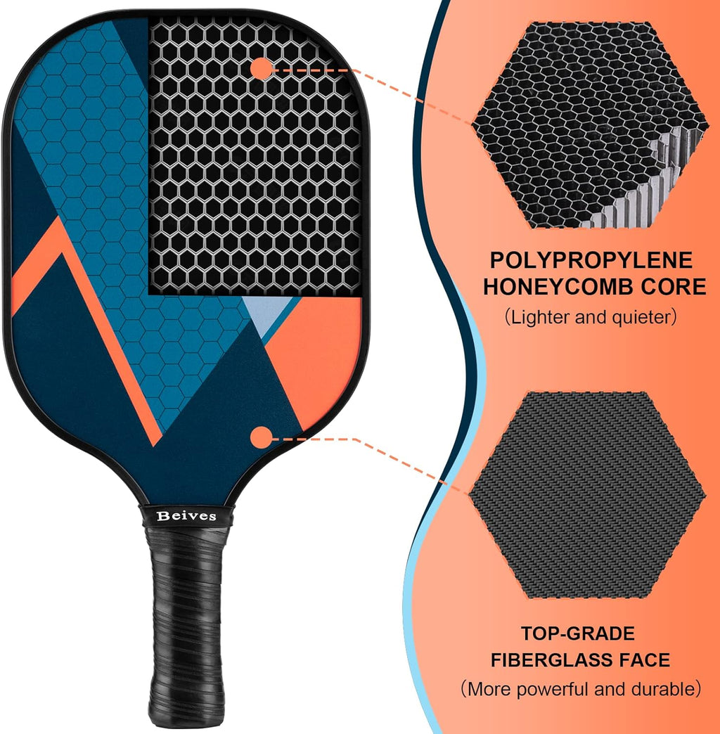 Beives Pickleball Paddles Set of 4 with 4 Balls and Carry Bag Y41624
