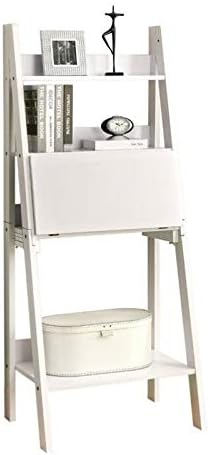 Pemberly Row 61 Ladder Bookcase with Drop-Down Desk in White