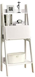 Pemberly Row 61 Ladder Bookcase with Drop-Down Desk in White
