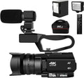 4K HD Newest Auto Focus Video Camera 48MP 60FPS 30X Digital Zoom Camera for YouTube with LED Fill Light Camcorder 4500mAh Battery, Remote Control, Handheld, Microphone and 64G SD Card SD Card