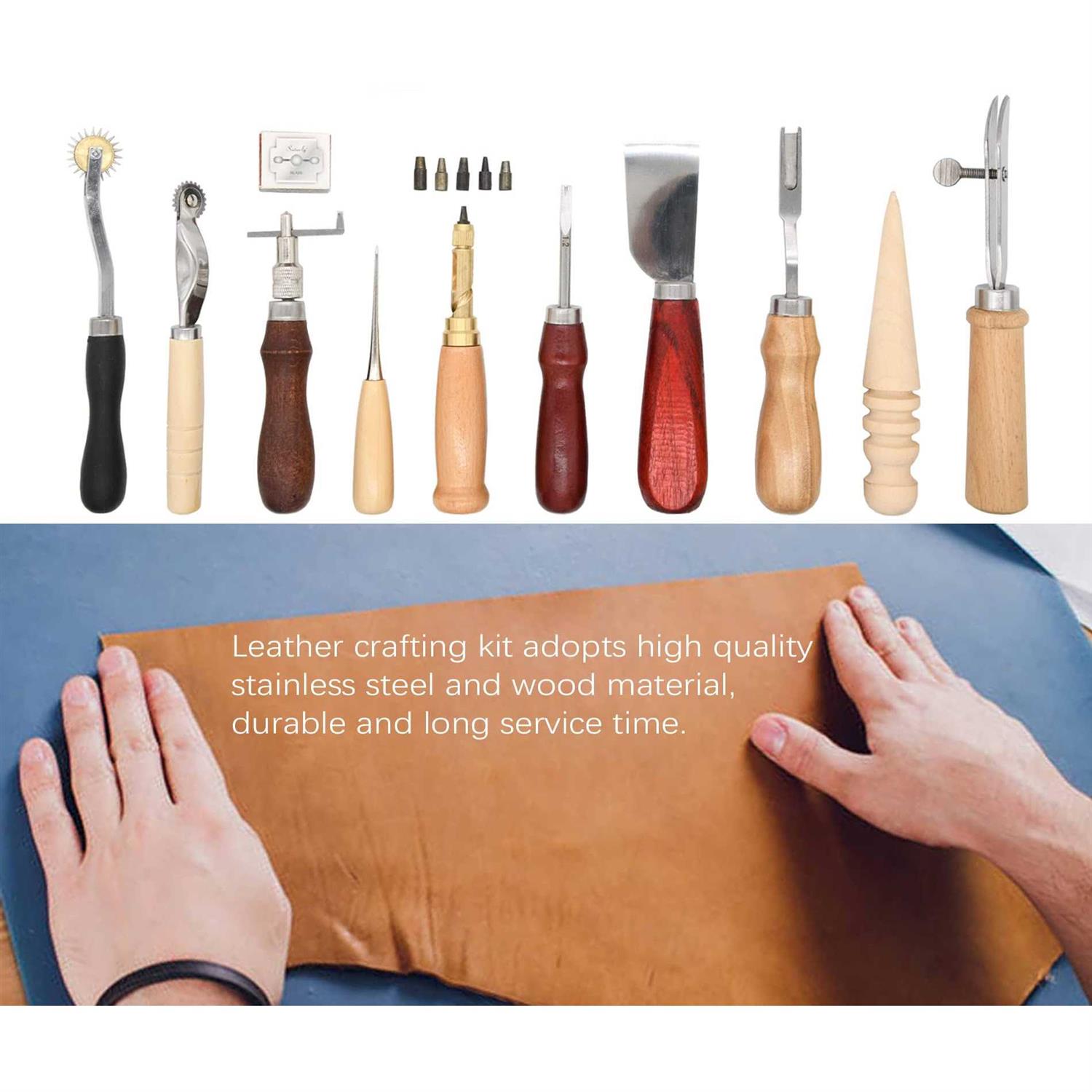 Leather Stitching Tools Kit 18Pcs for Leather Craft DIY F25869