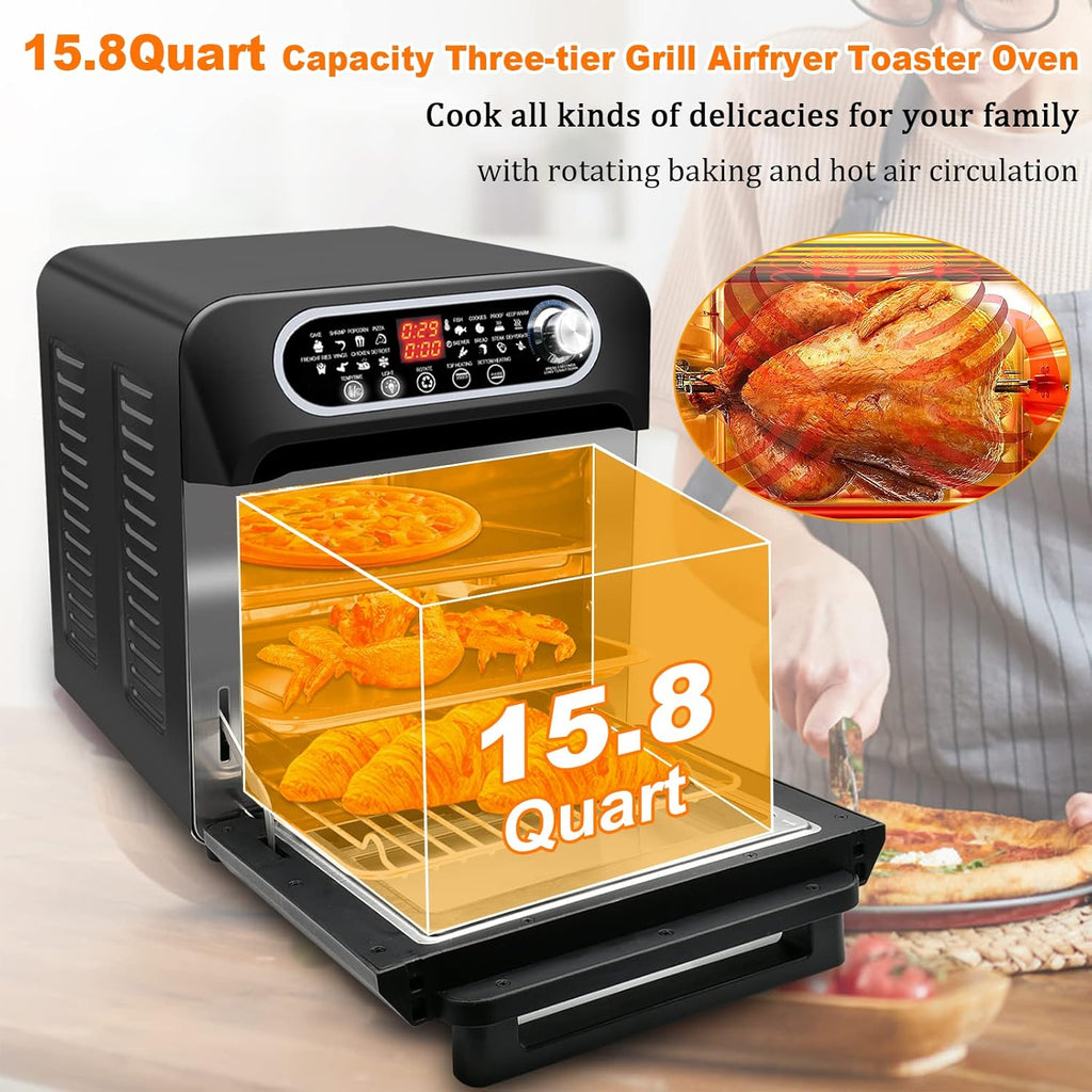 Air Fryer Toaster Oven Combo, 15.8qt, 16-in-1, 1500W, Stainless Steel J6022
