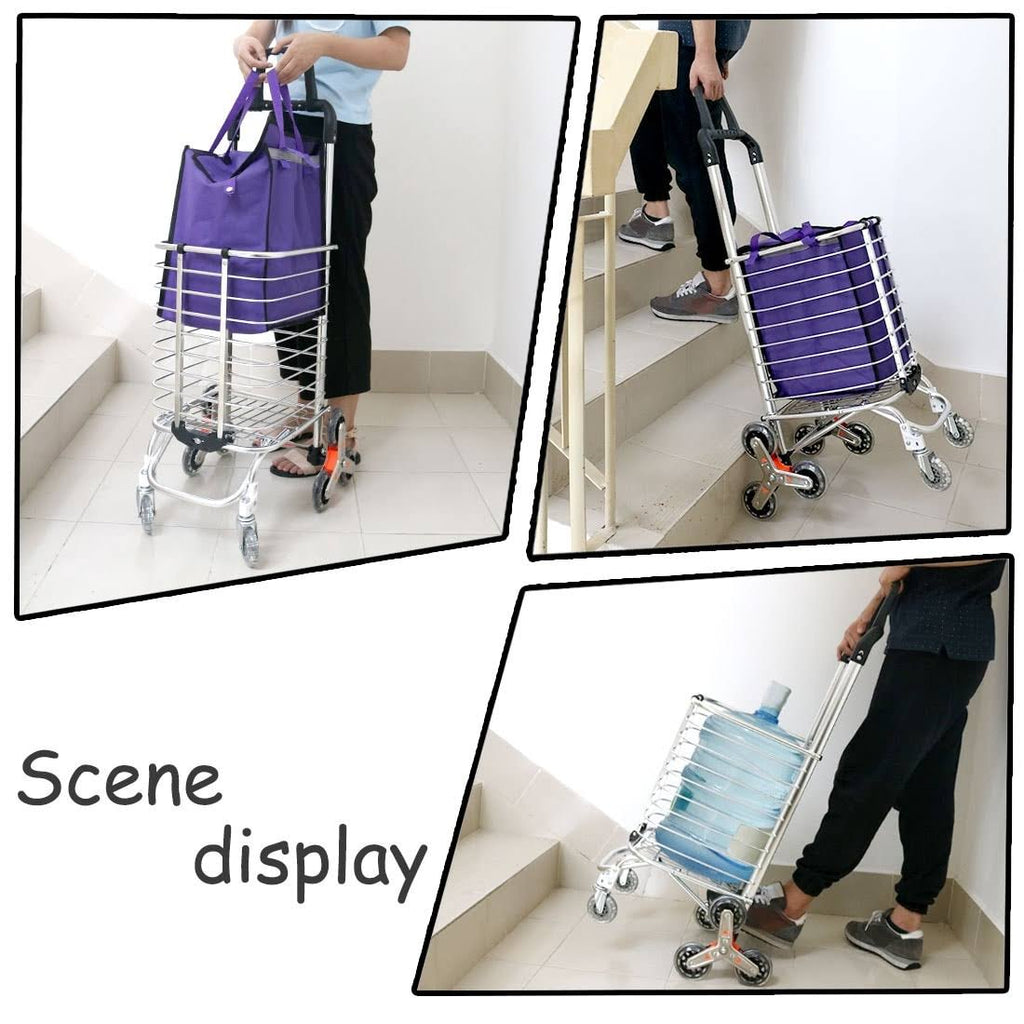 Unique Bargains Stair Climber Folding Shopping Cart with Swivel Wheel Z365488