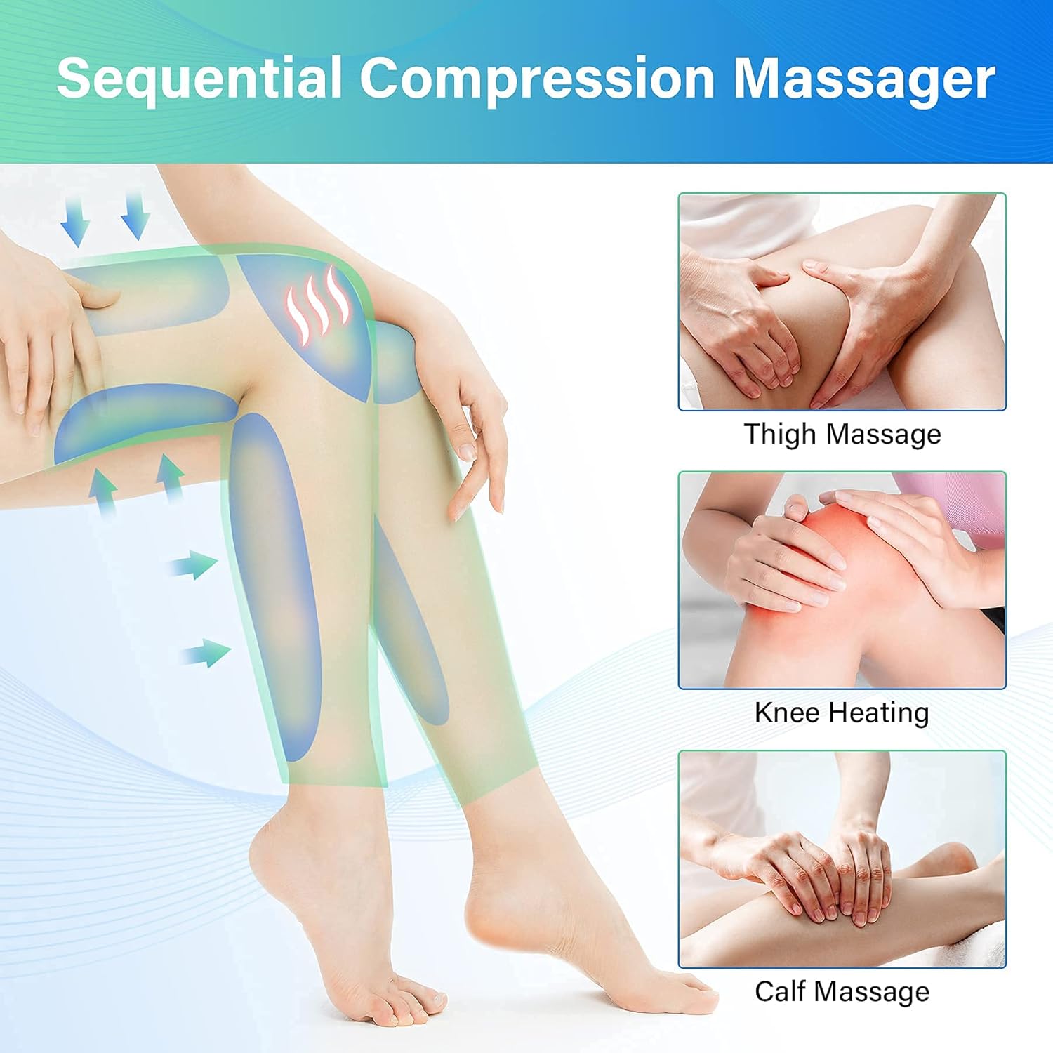 Rechargeable Cordless Leg Massager with Heat, 3 Modes & Intensities L5858