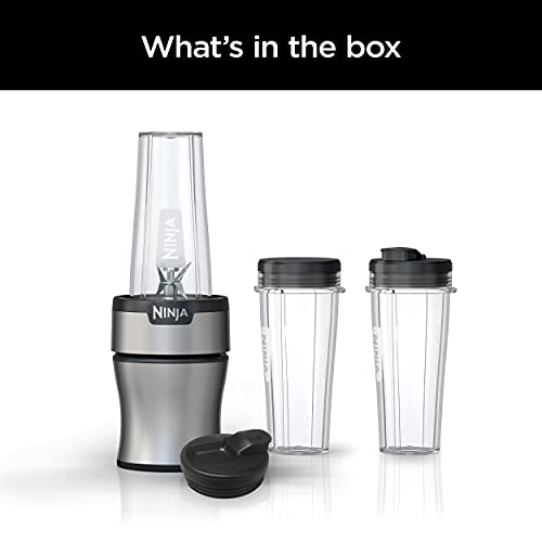 Ninja BN401 Nutri Pro Compact Personal Blender, 1100-Peak-Watts, with 2 To-Go Cups, Cloud Silver I18264