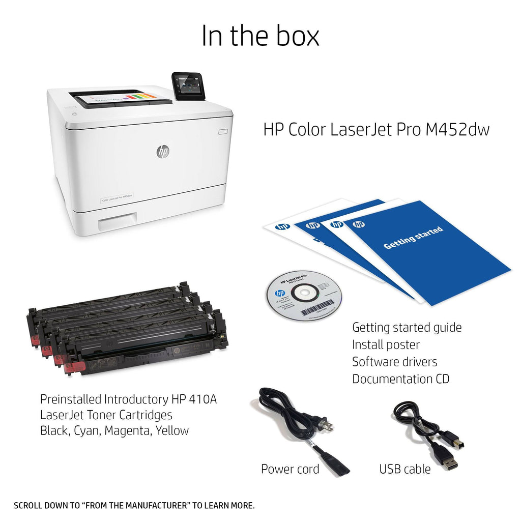 HP LaserJet Pro M452dw Wireless Color Laser Printer with Duplex Printing S57529