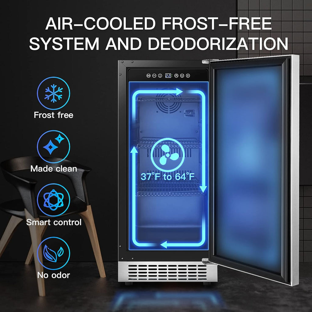 BODEGA Beverage Cooler 24 Inch, Built-in Freestanding Refrigerator, Stainless Steel A517462