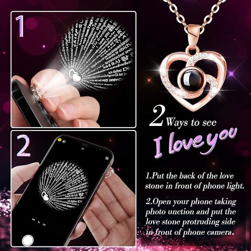 Preserved Red Rose with Necklace and Light for Mom Q61995