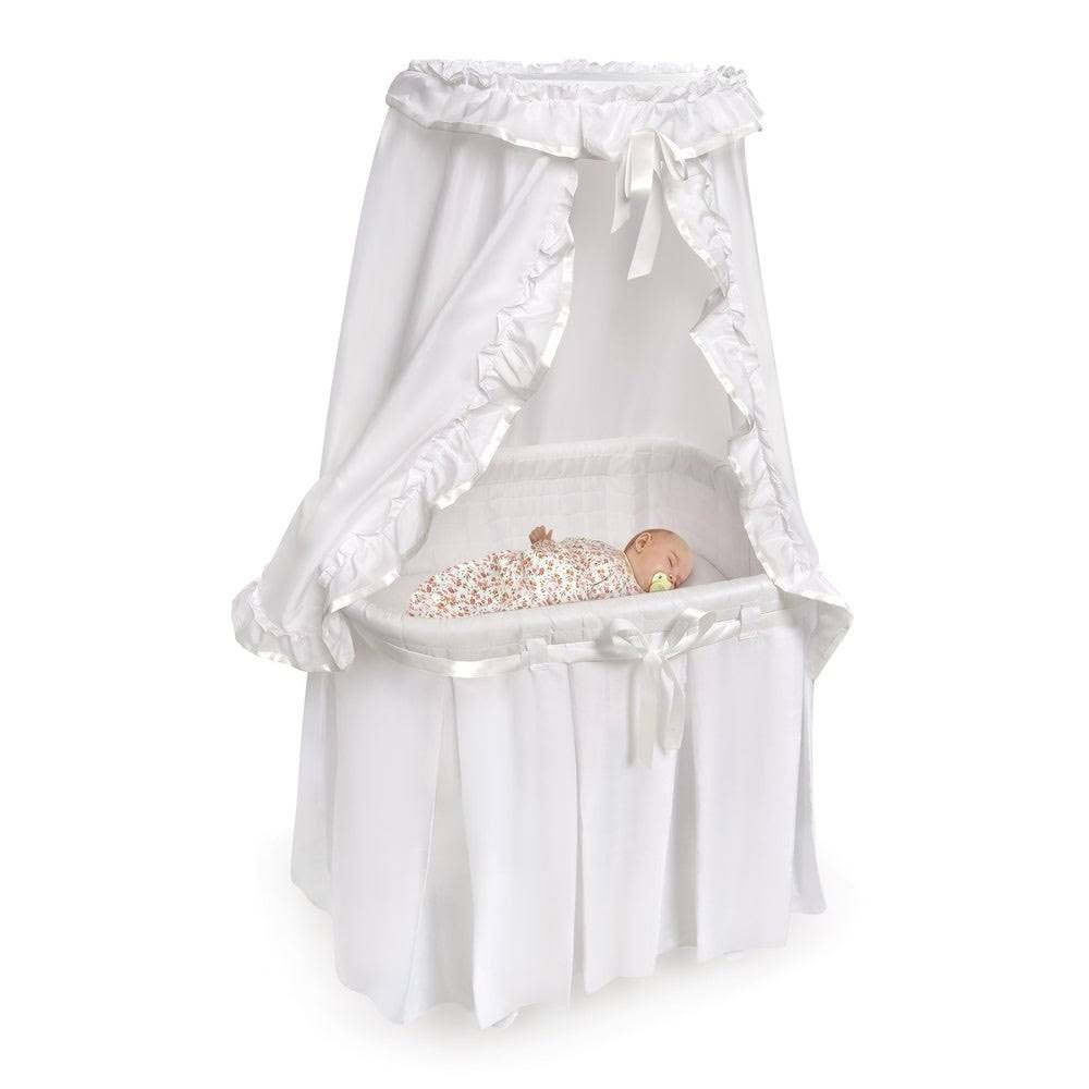 Badger Basket Majesty Baby Bassinet with Canopy Bedding - Gray/White O487